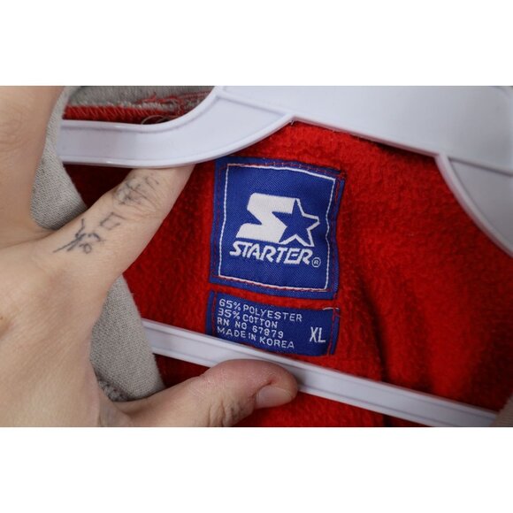 Vintage 90s Starter Mens Large Spell Out Script Ohio State University Hoodie Red - Picture 13 of 16